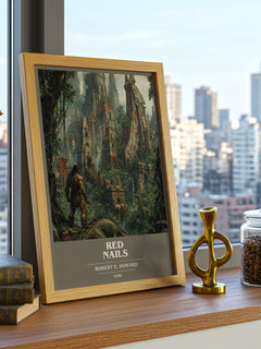 Red Nails book cover print framed by window – literary home decor