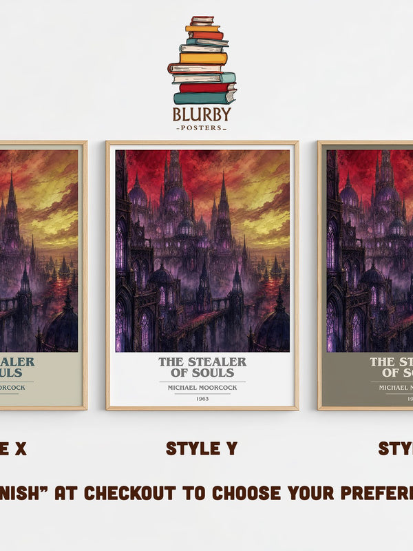 The Stealer of Souls book cover print in frame leaning in hallway – fantasy wall art