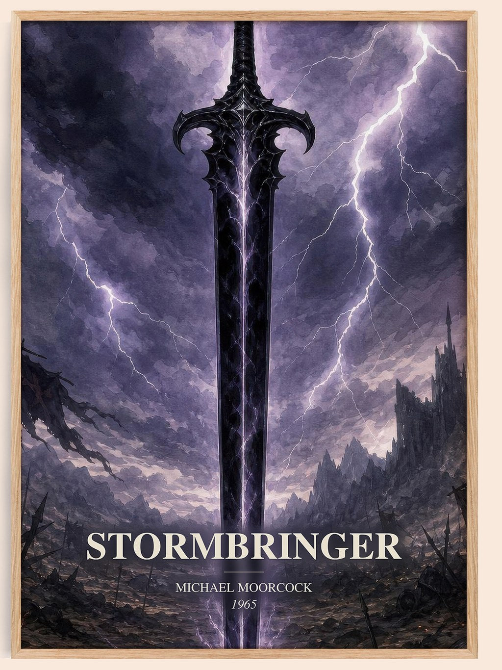Stormbringer watercolour book poster by Michael Moorcock – framed literary art print