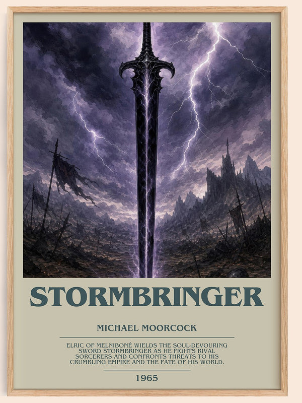 Stormbringer bookish book poster by Michael Moorcock – framed literary art print
