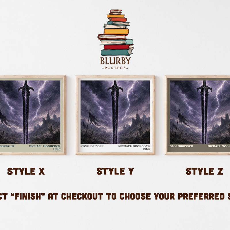 Stormbringer literary print in frame leaning in hallway – fantasy wall art