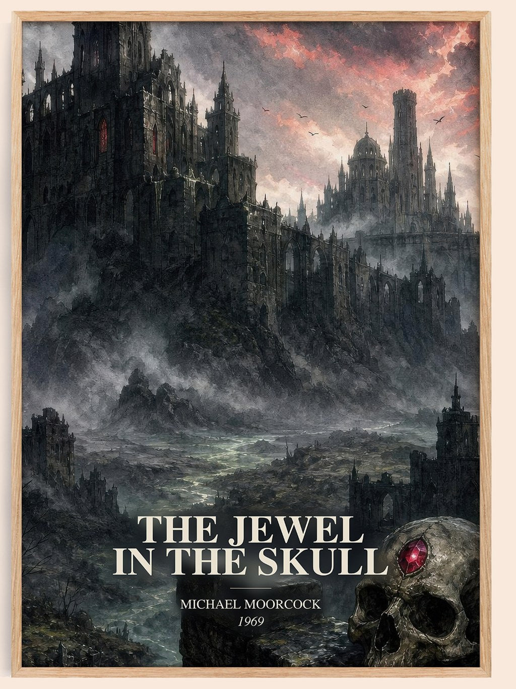 The Jewel in the Skull watercolour book poster by Michael Moorcock – framed literary art print