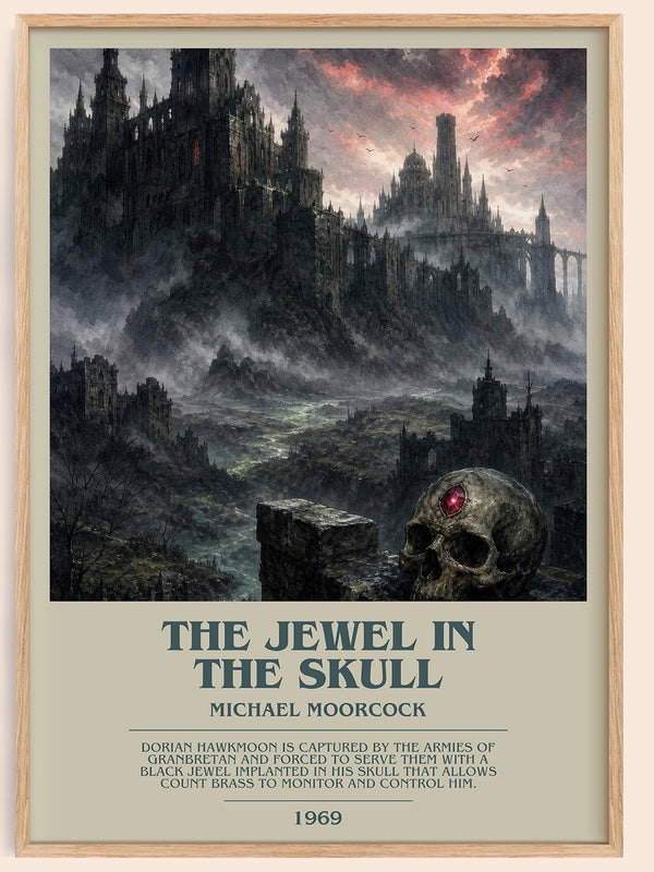The Jewel in the Skull bookish book poster by Michael Moorcock – framed literary art print
