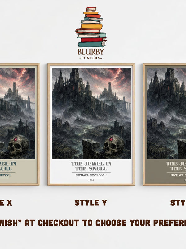 The Jewel in the Skull book cover print in frame leaning in hallway – sci fi wall art