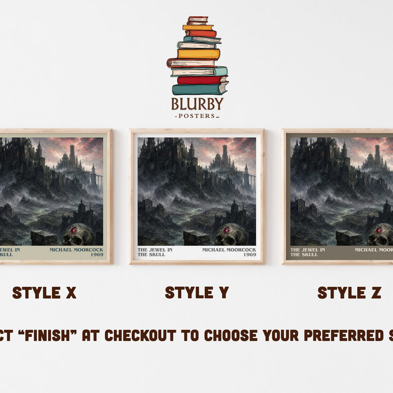 The Jewel in the Skull literary print in frame leaning in hallway – sci fi wall art