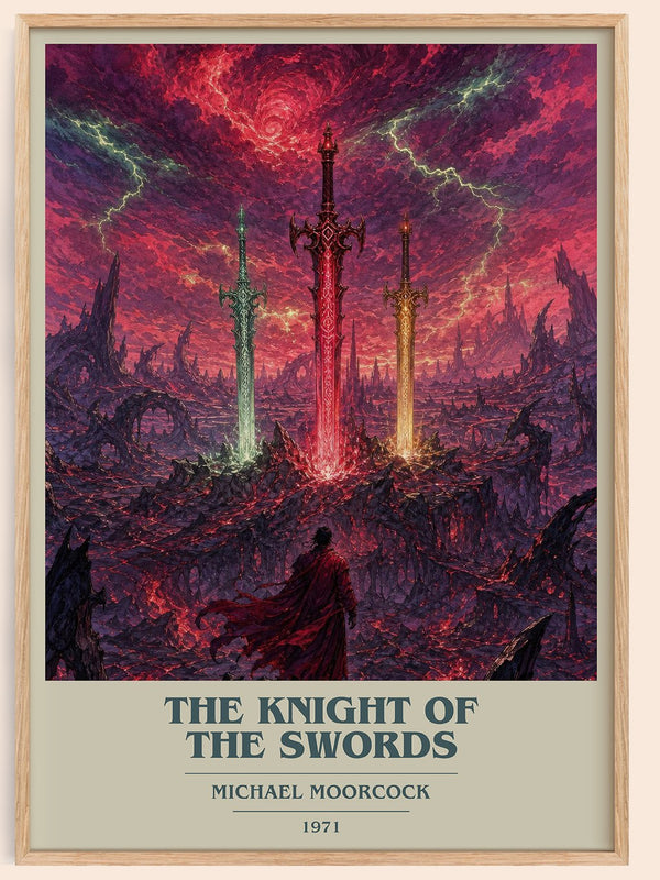 The Knight of the Swords book cover book poster by Michael Moorcock – framed literary art print