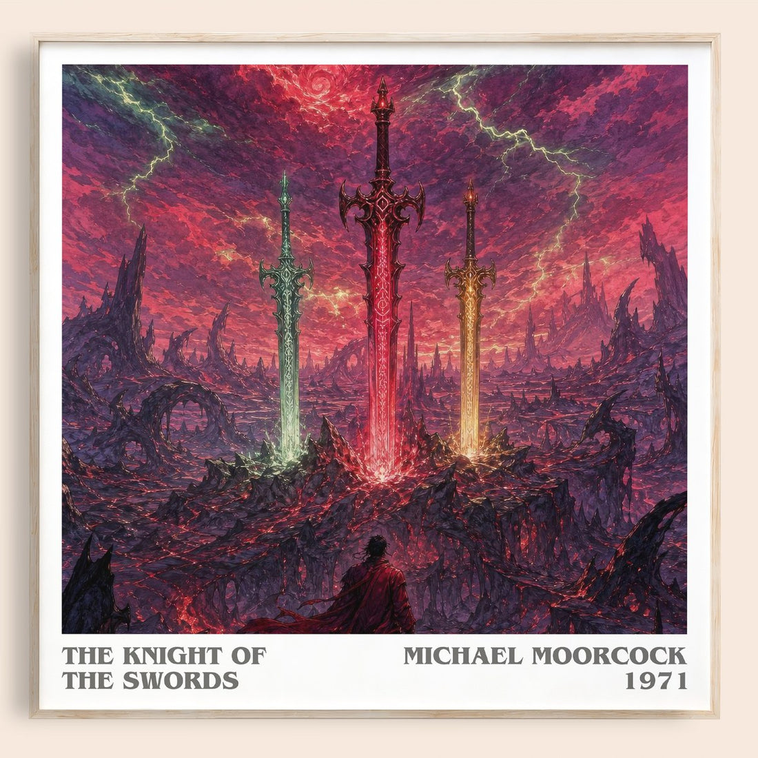 The Knight of the Swords literary book poster by Michael Moorcock – framed literary art print