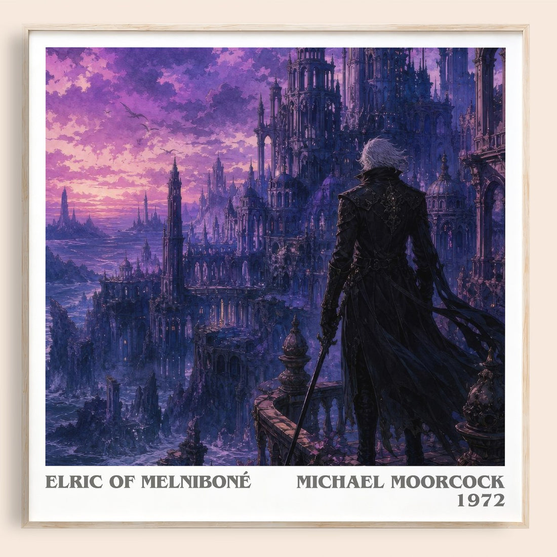 Elric of Melniboné literary book poster by Michael Moorcock – framed literary art print