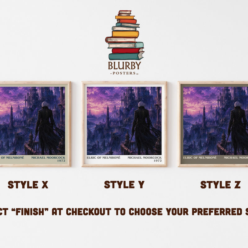 Elric of Melniboné literary print in frame leaning in hallway – fantasy wall art