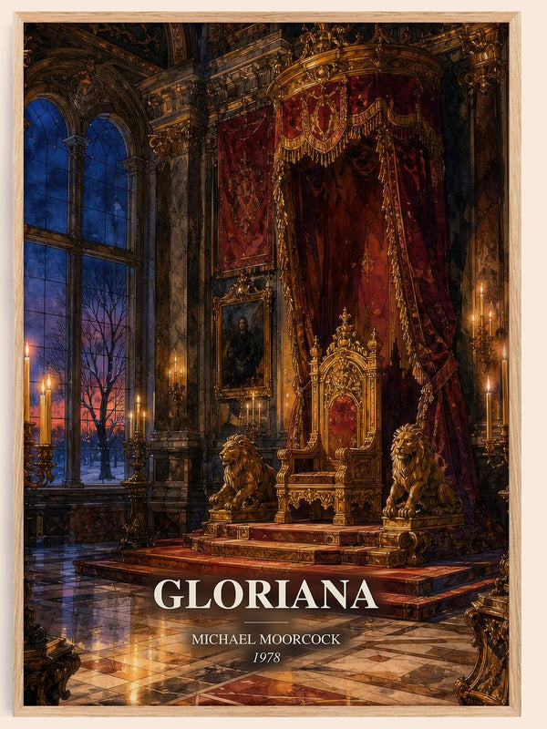 Gloriana watercolour book poster by Michael Moorcock – framed literary art print
