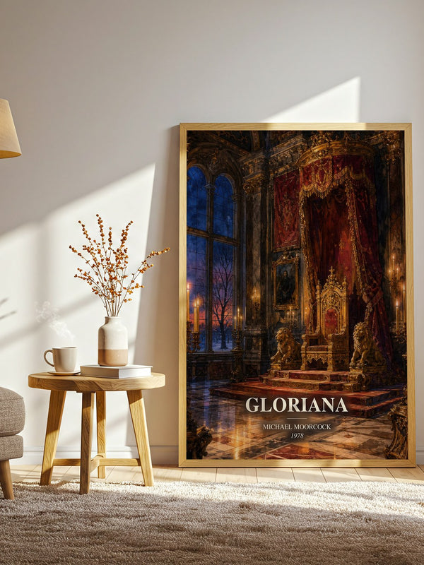 Gloriana watercolour print in frame leaning in hallway – fantasy wall art