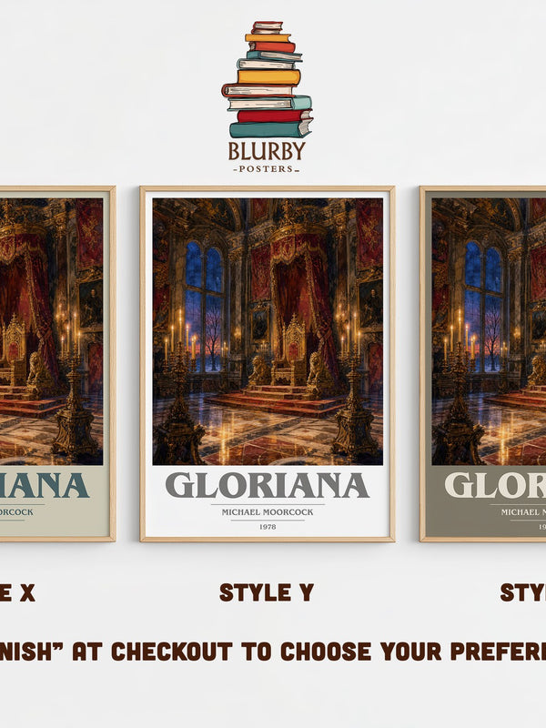 Gloriana book cover print in frame leaning in hallway – fantasy wall art