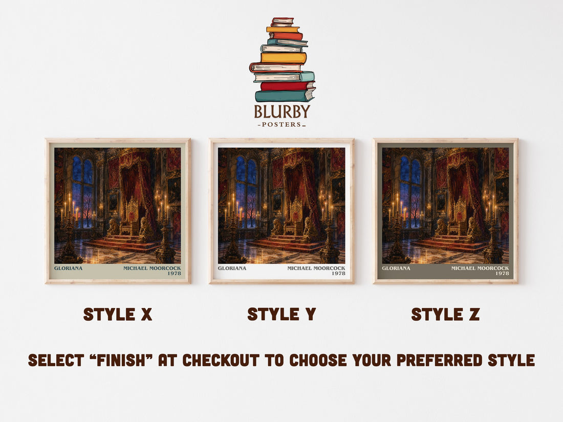 Gloriana literary print in frame leaning in hallway – fantasy wall art (mockup)