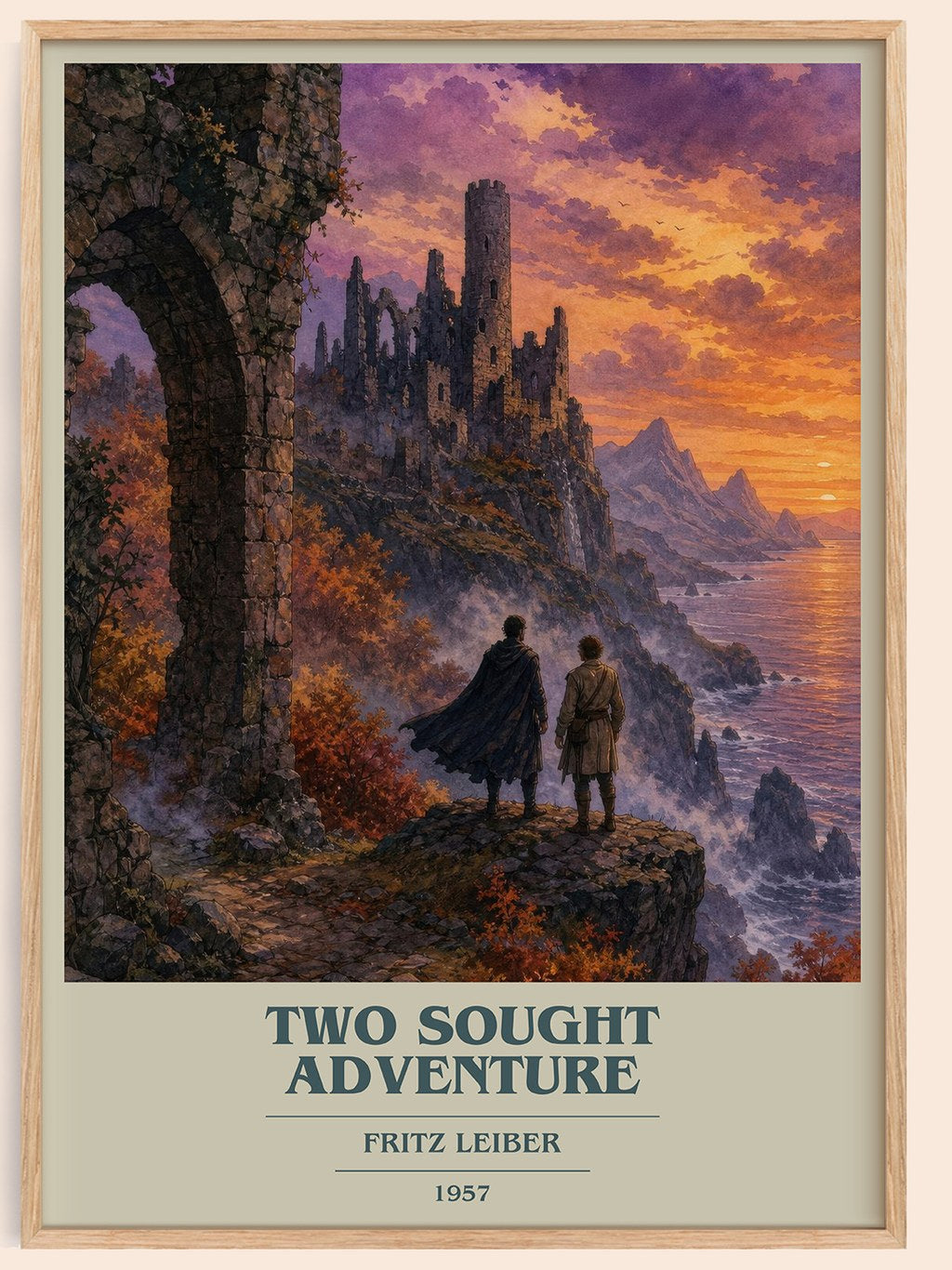 Two Sought Adventure book cover book poster by Fritz Leiber – framed literary art print