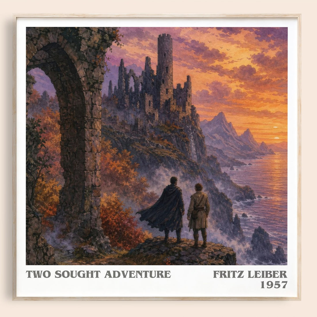 Two Sought Adventure literary book poster by Fritz Leiber – framed literary art print