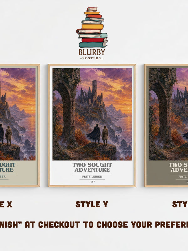 Two Sought Adventure book cover print in frame leaning in hallway – fantasy wall art