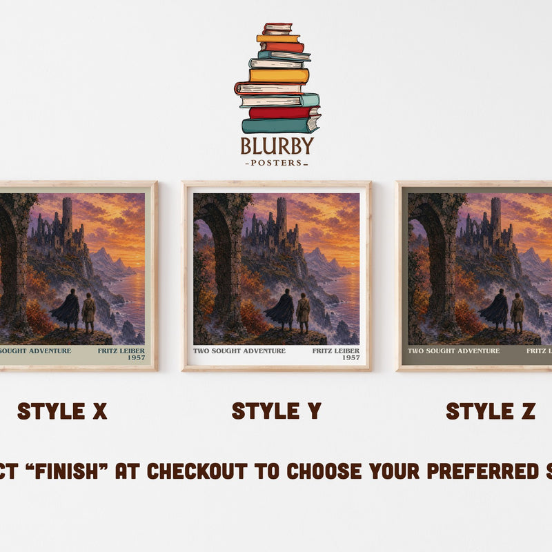 Two Sought Adventure literary print in frame leaning in hallway – fantasy wall art