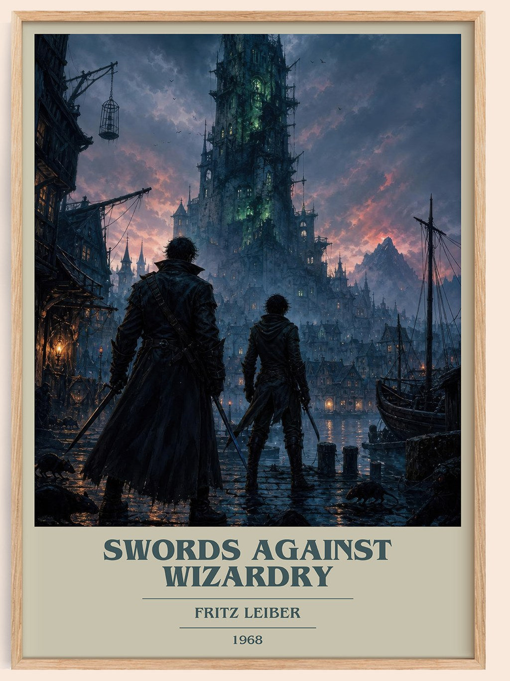 Swords Against Wizardry book cover book poster by Fritz Leiber – framed literary art print