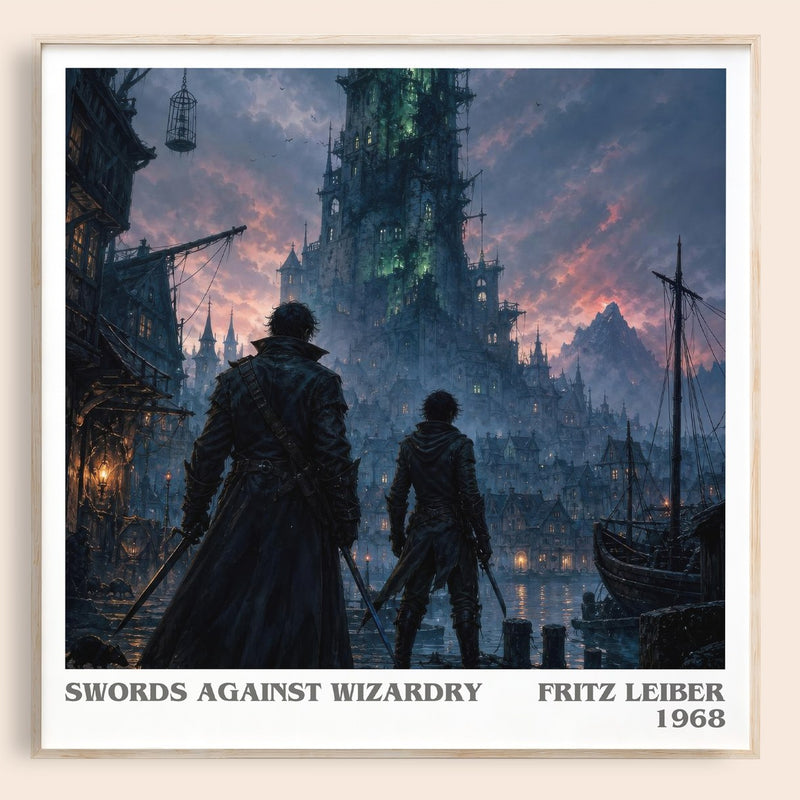 Swords Against Wizardry literary book poster by Fritz Leiber – framed literary art print