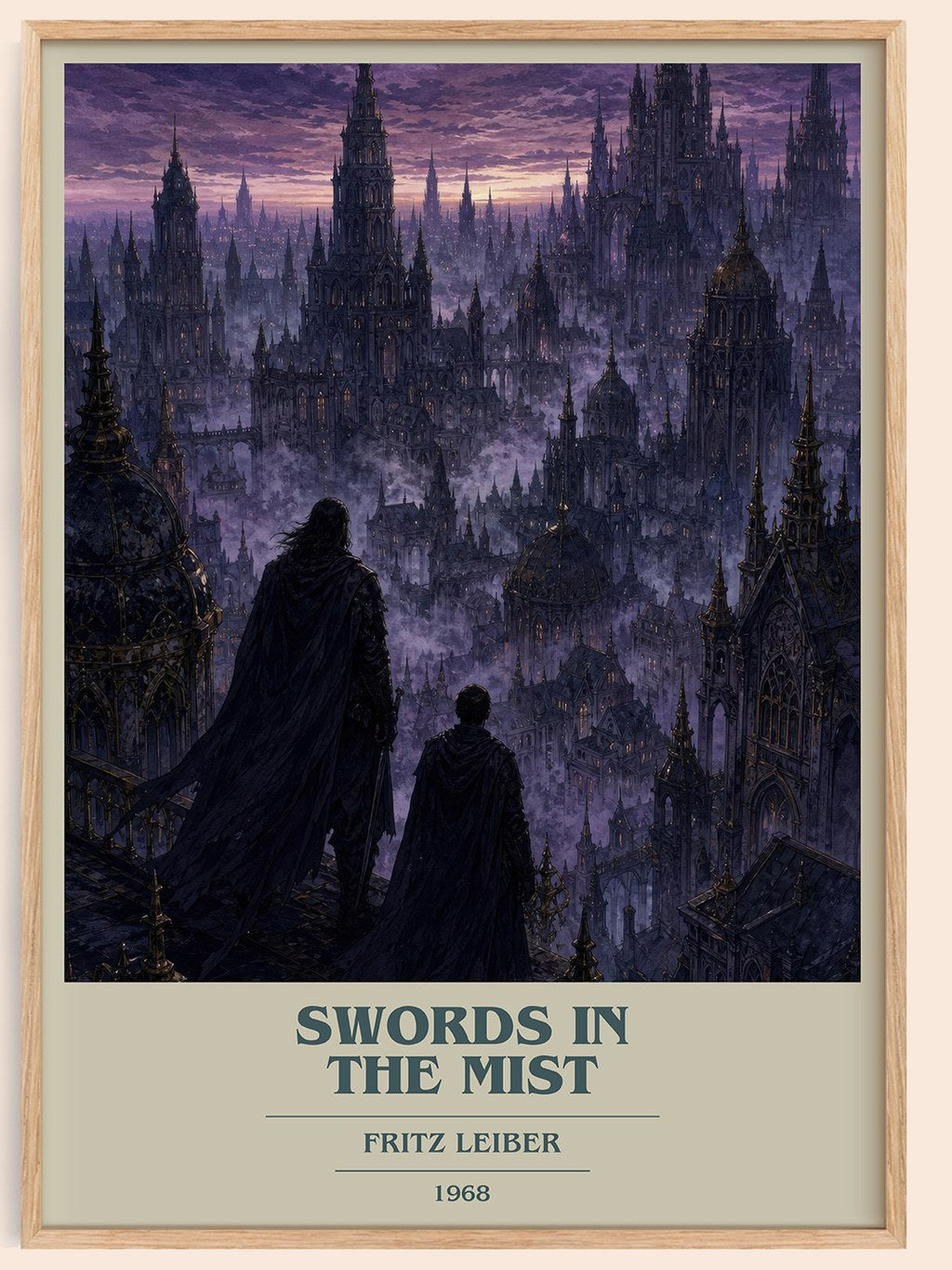 Swords in the Mist book cover book poster by Fritz Leiber – framed literary art print
