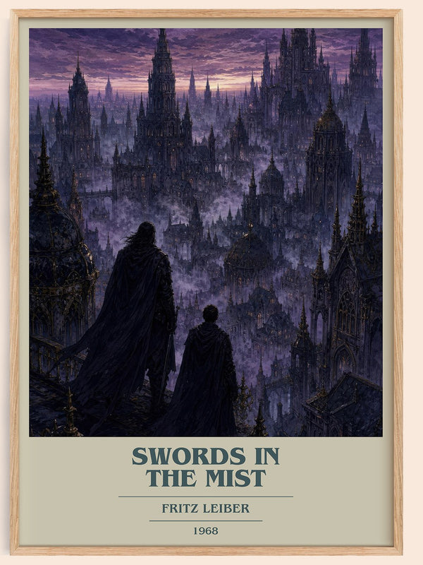 Swords in the Mist book cover book poster by Fritz Leiber – framed literary art print