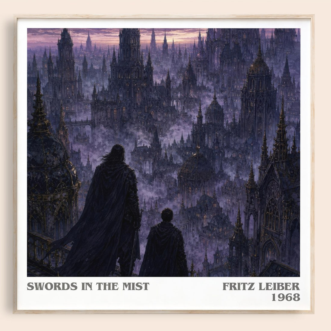 Swords in the Mist literary book poster by Fritz Leiber – framed literary art print