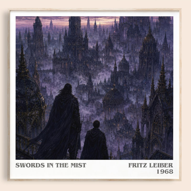 Swords in the Mist literary book poster by Fritz Leiber – framed literary art print