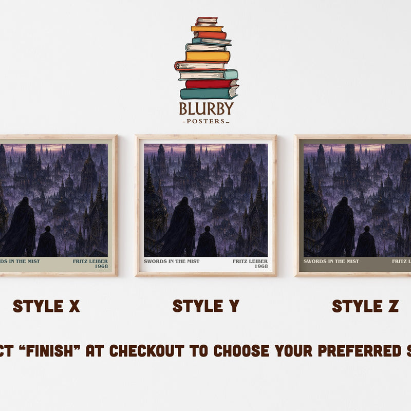 Swords in the Mist literary print in frame leaning in hallway – fantasy wall art