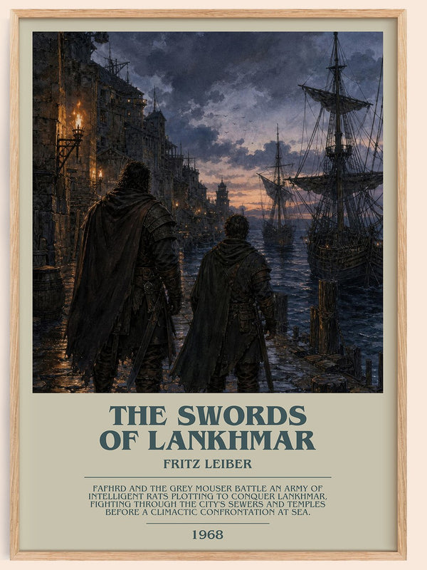 The Swords of Lankhmar bookish book poster by Fritz Leiber – framed literary art print