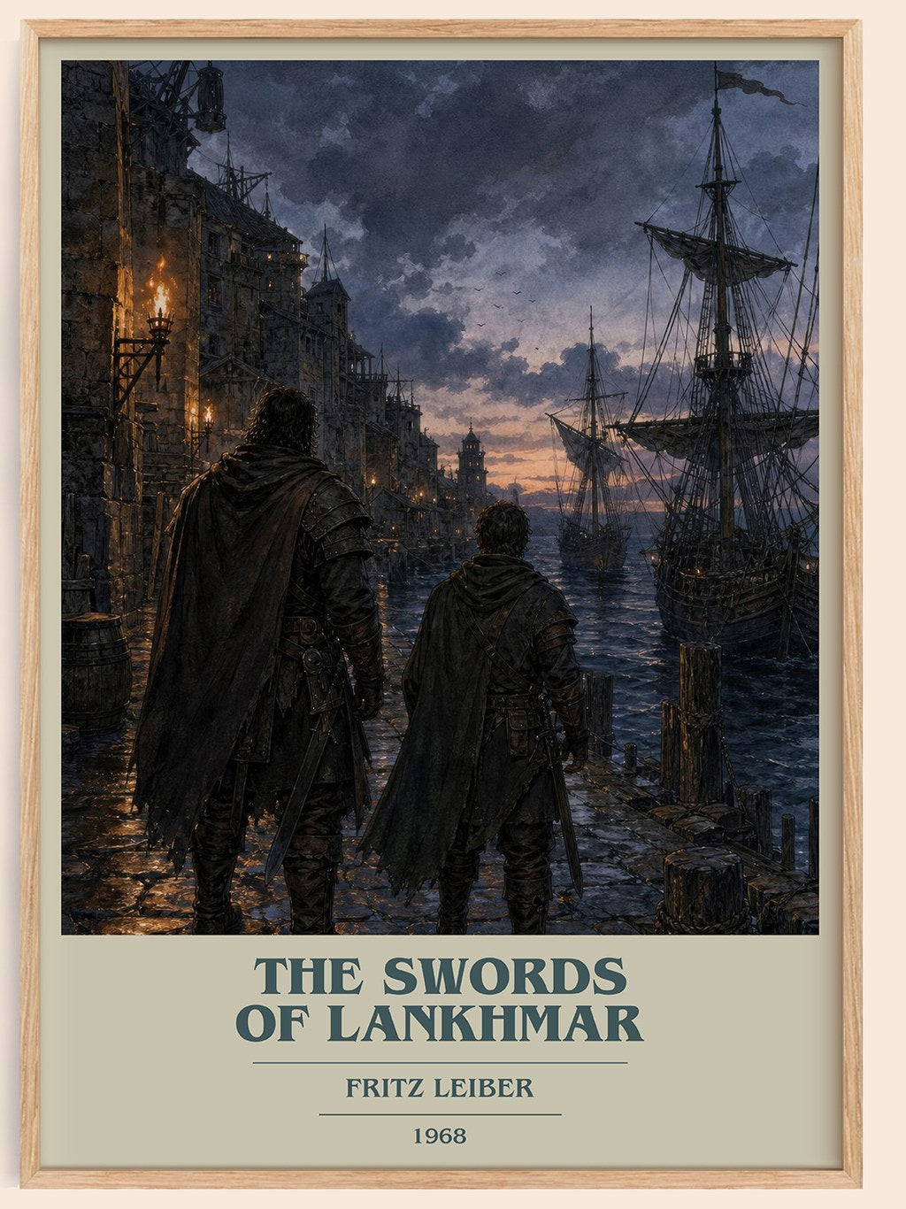 The Swords of Lankhmar book cover book poster by Fritz Leiber – framed literary art print