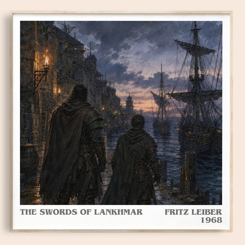 The Swords of Lankhmar literary book poster by Fritz Leiber – framed literary art print