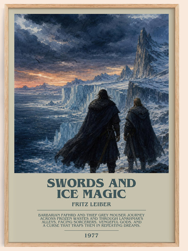 Swords and Ice Magic bookish book poster by Fritz Leiber – framed literary art print