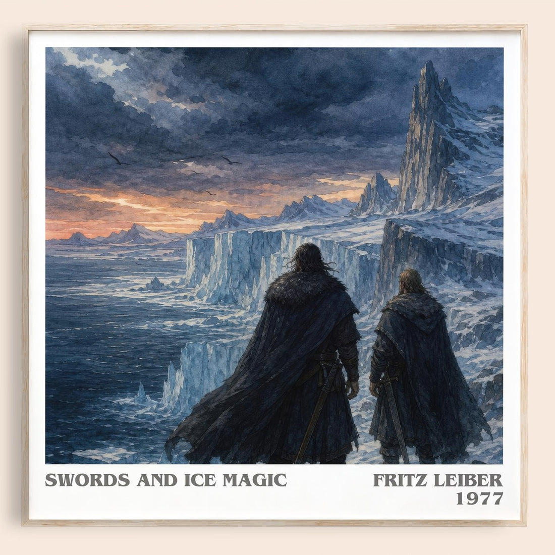 Swords and Ice Magic literary book poster by Fritz Leiber – framed literary art print