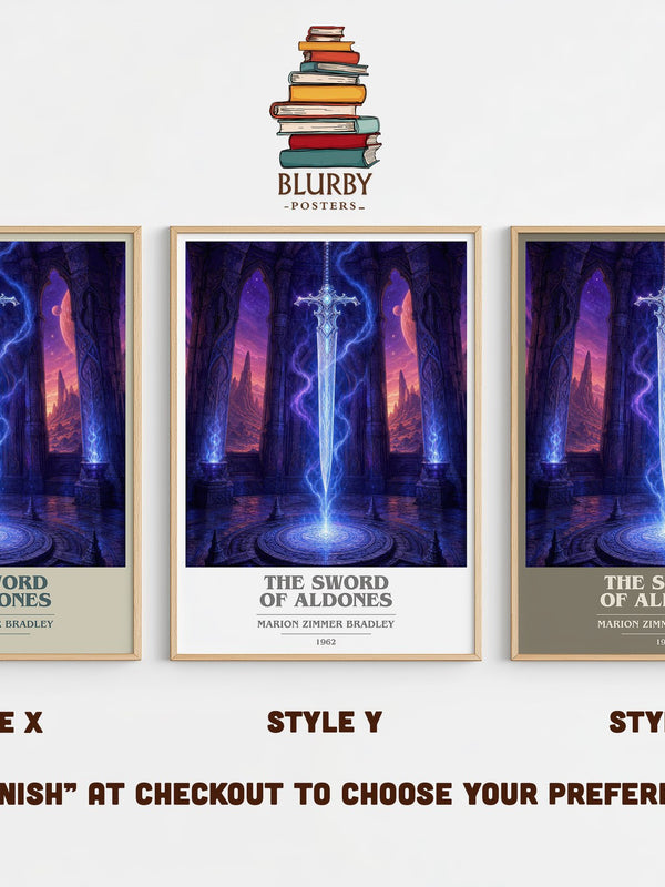 The Sword of Aldones book cover print in frame leaning in hallway – sci fi wall art