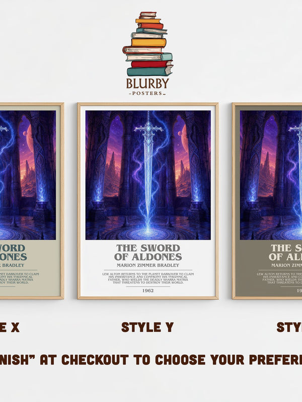 The Sword of Aldones bookish print in frame leaning in hallway – sci fi wall art