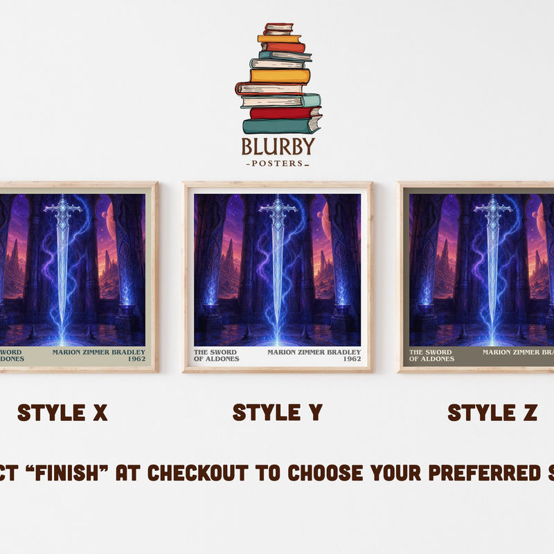 The Sword of Aldones literary print in frame leaning in hallway – sci fi wall art