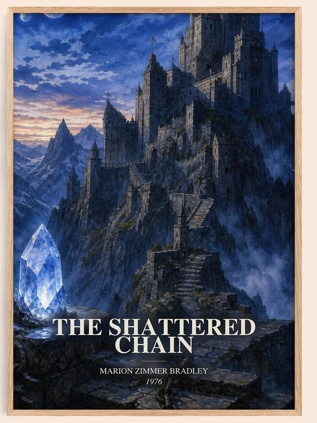 The Shattered Chain watercolour book poster by Marion Zimmer Bradley – framed literary art print