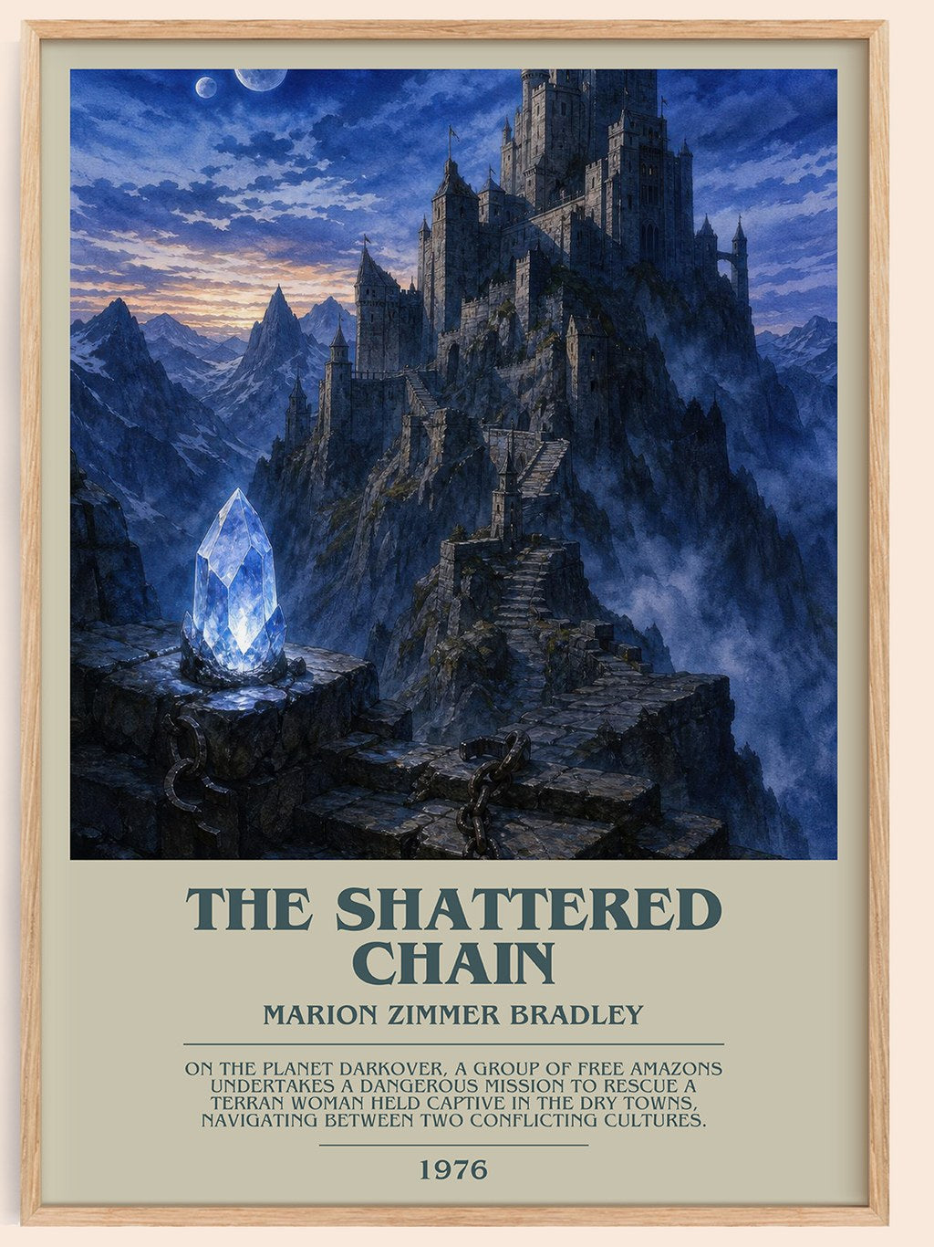 The Shattered Chain bookish book poster by Marion Zimmer Bradley – framed literary art print