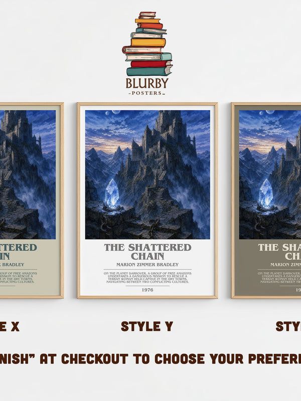 The Shattered Chain bookish print in frame leaning in hallway – fantasy wall art