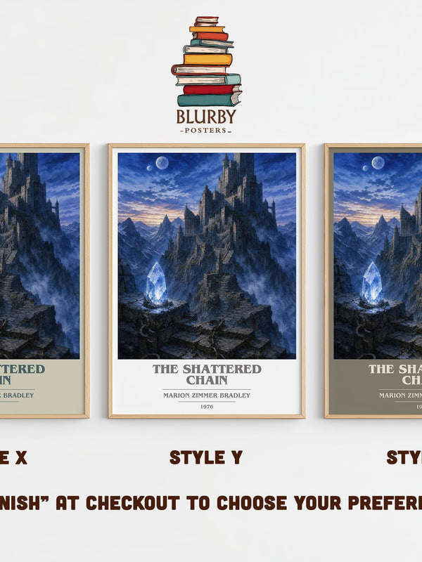 The Shattered Chain book cover print in frame leaning in hallway – fantasy wall art