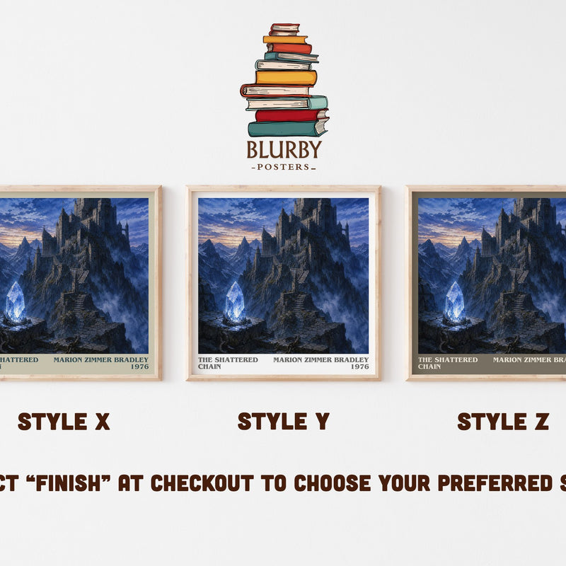 The Shattered Chain literary print in frame leaning in hallway – fantasy wall art