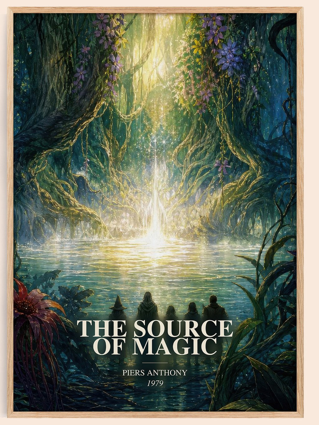 The Source of Magic watercolour book poster by Piers Anthony – framed literary art print