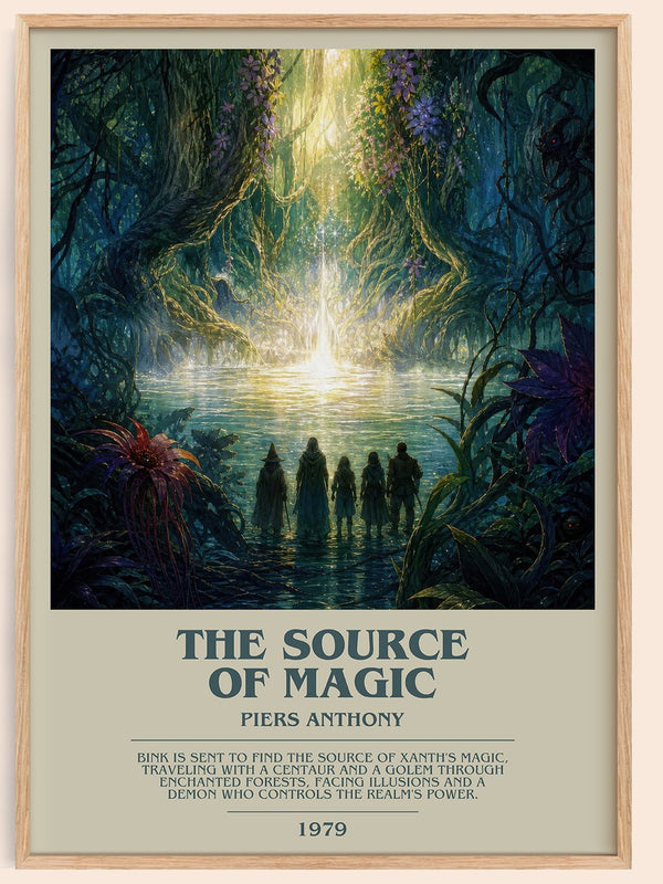The Source of Magic bookish book poster by Piers Anthony – framed literary art print