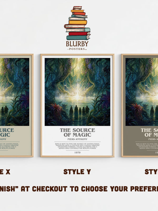 The Source of Magic bookish print in frame leaning in hallway – fantasy wall art