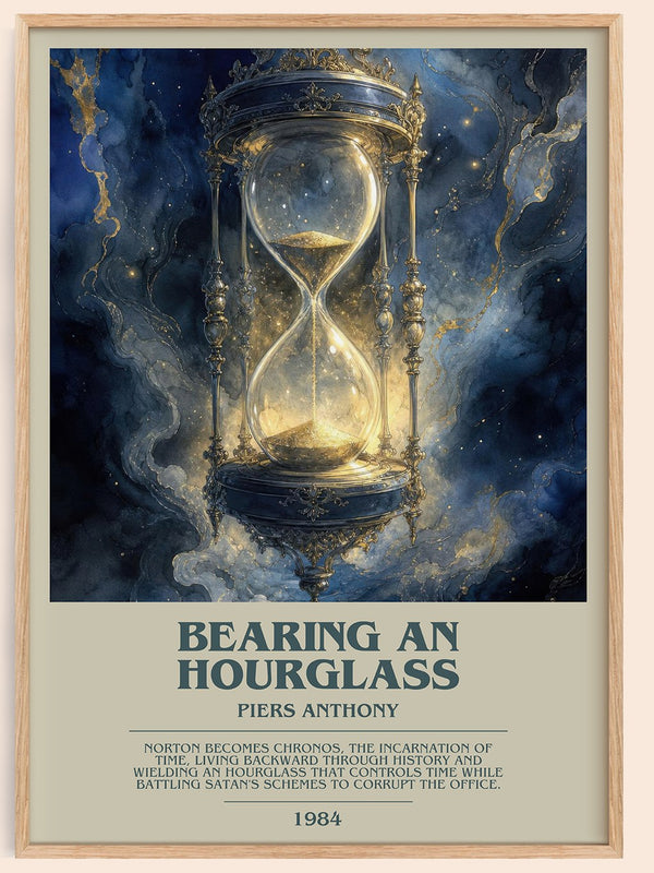 Bearing an Hourglass bookish book poster by Piers Anthony – framed literary art print