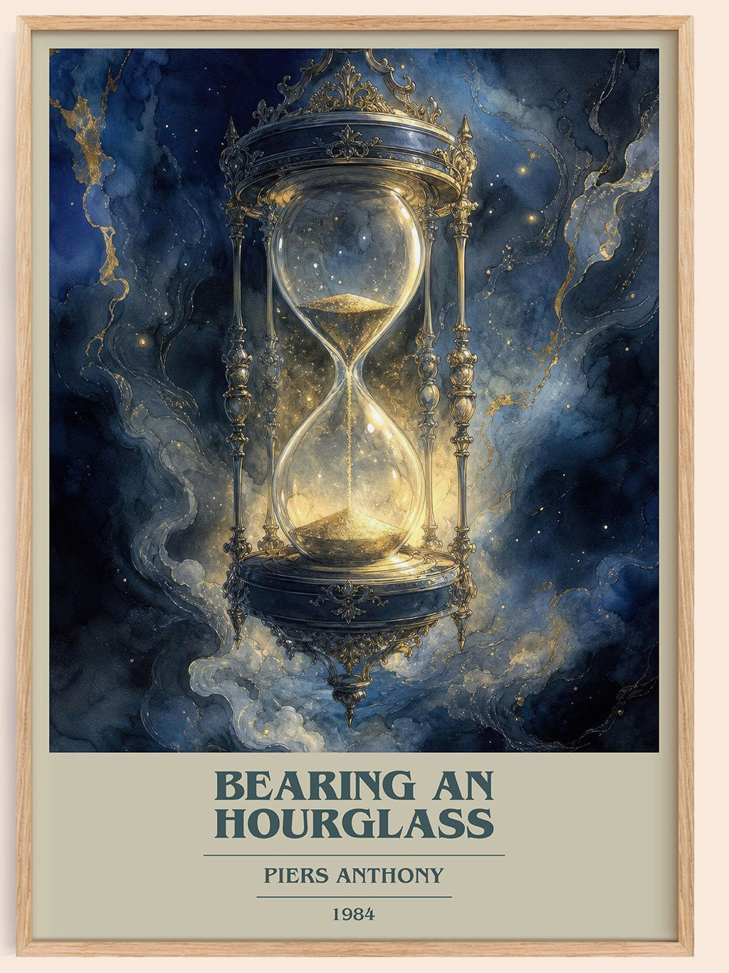 Bearing an Hourglass book cover book poster by Piers Anthony – framed literary art print