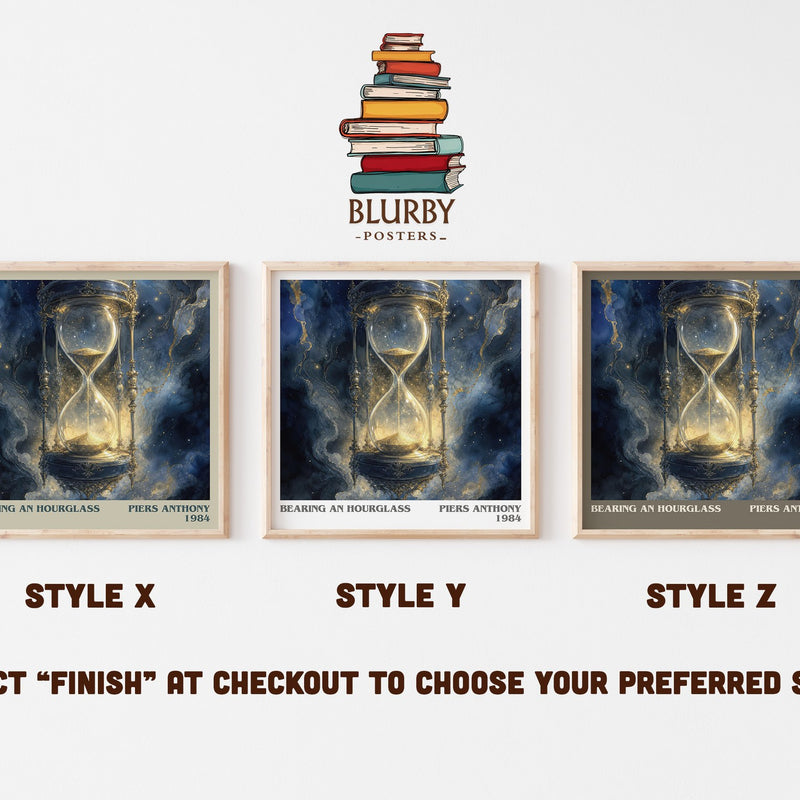 Bearing an Hourglass literary print in frame leaning in hallway – fantasy wall art