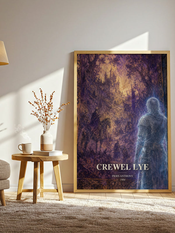 Crewel Lye watercolour print in frame leaning in hallway – fantasy wall art