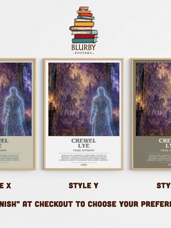 Crewel Lye bookish print in frame leaning in hallway – fantasy wall art