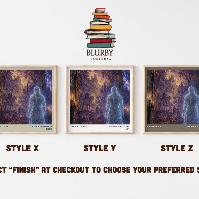 Crewel Lye literary print in frame leaning in hallway – fantasy wall art